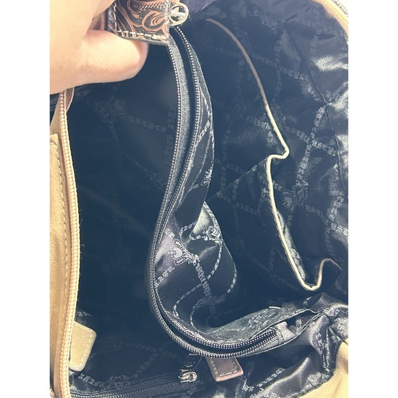 Fleur De Lis Rhinestone Leather Purse Embossed Tan Brown Shoulder Bag Western - Picture 12 of 16